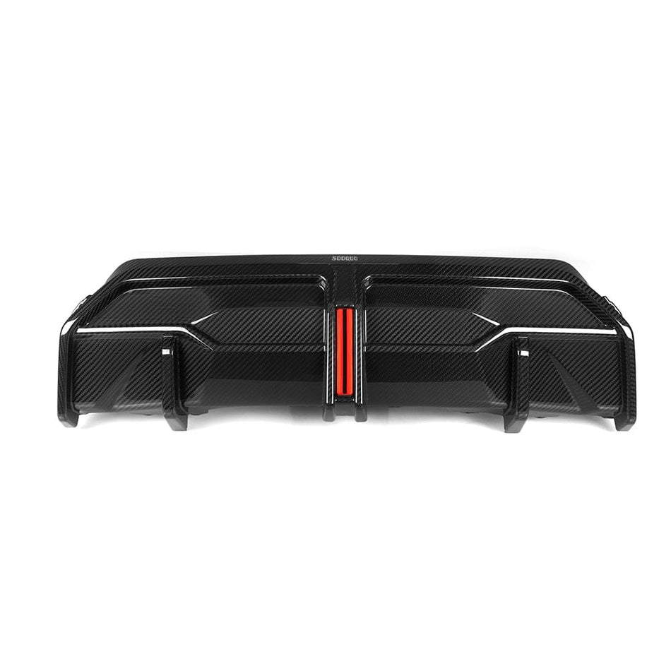 SOOQOO Rear Diffuser SOOQOO BMW 2 Series G42 Rear Diffuser W/brake Light In Prepreg Carbon Fiber
