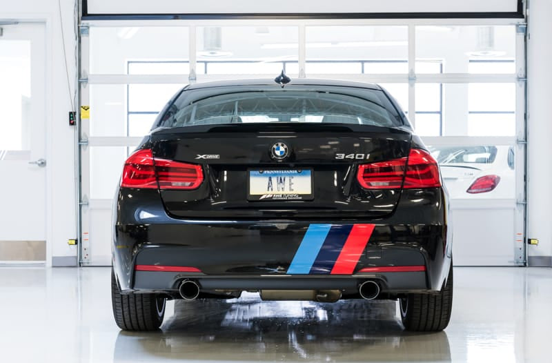 AWE Tuning Axle Back AWE Tuning BMW F3X 340i Touring Edition Axle-Back Exhaust - Chrome Silver Tips (90mm)