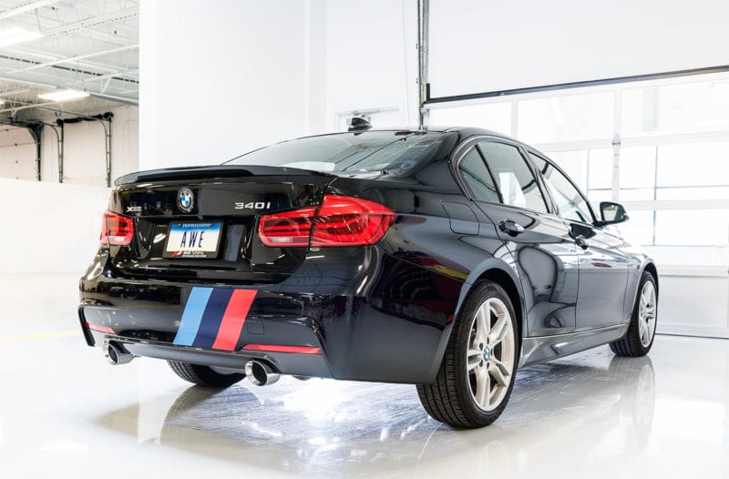 AWE Tuning Axle Back AWE Tuning BMW F3X 340i Touring Edition Axle-Back Exhaust - Diamond Black Tips (102mm)