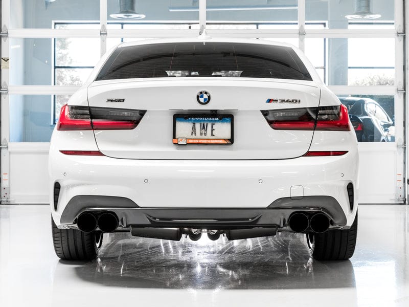 AWE Tuning Catback AWE Tuning 2019+ BMW M340i (G20) Non-Resonated Touring Edition Exhaust - Quad Diamond Black Tips
