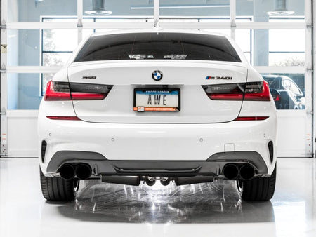 AWE Tuning Catback AWE Tuning 2019+ BMW M340i (G20) Non-Resonated Touring Edition Exhaust - Quad Diamond Black Tips