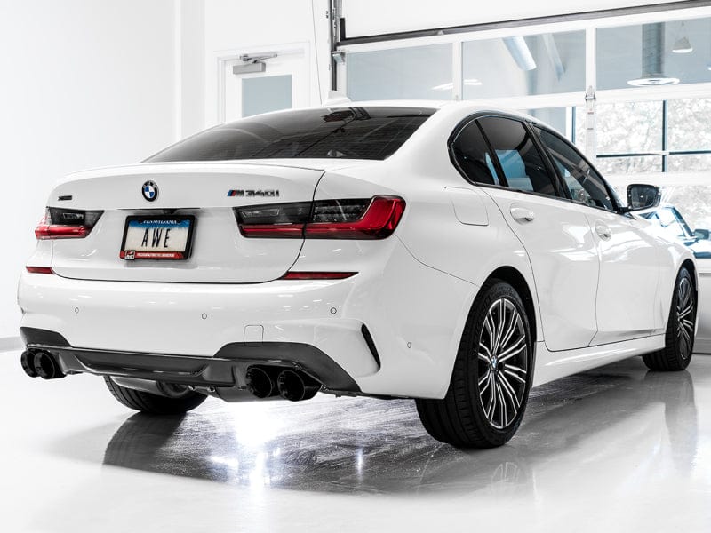 AWE Tuning Catback AWE Tuning 2019+ BMW M340i (G20) Non-Resonated Touring Edition Exhaust - Quad Diamond Black Tips