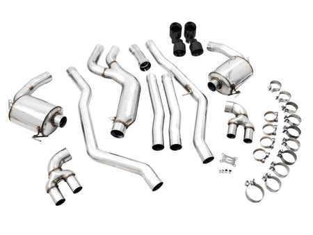 AWE Tuning Catback AWE Tuning 2019+ BMW M340i (G20) Non-Resonated Touring Edition Exhaust - Quad Diamond Black Tips