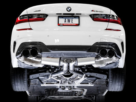 AWE Tuning Catback AWE Tuning 2019+ BMW M340i (G20) Non-Resonated Touring Edition Exhaust - Quad Diamond Black Tips