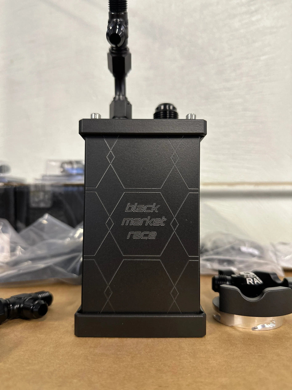 Black Market Race Oil Catch Cans Stealth Black BMR Universal Billet Catch Can Kit