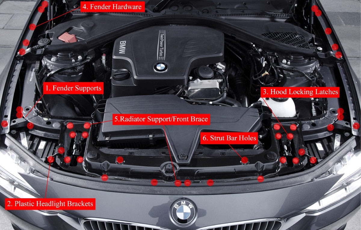 Downstar Inc. Engine Bay Titanium BMW F3x 2012-2018 Billet Dress Up Hardware Kit