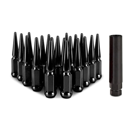 Mishimoto Lug Nuts Mishimoto Steel Spiked Lug Nuts M12x1.5 20pc Set - Black