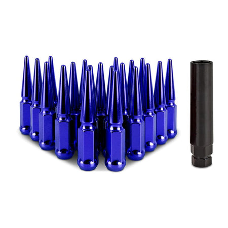 Mishimoto Lug Nuts Mishimoto Steel Spiked Lug Nuts M12x1.5 20pc Set - Blue