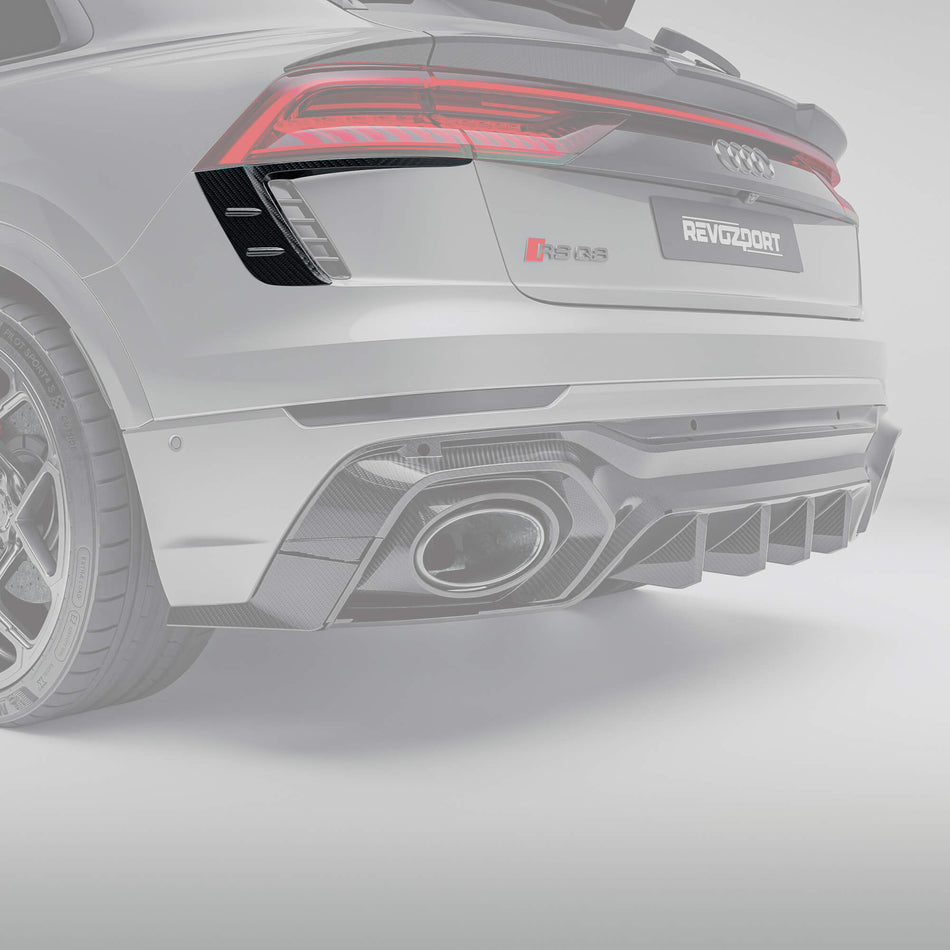 Revozport Canards Audi RSQ8 Pre-LCI Carbon Fiber Rear Bumper Canards