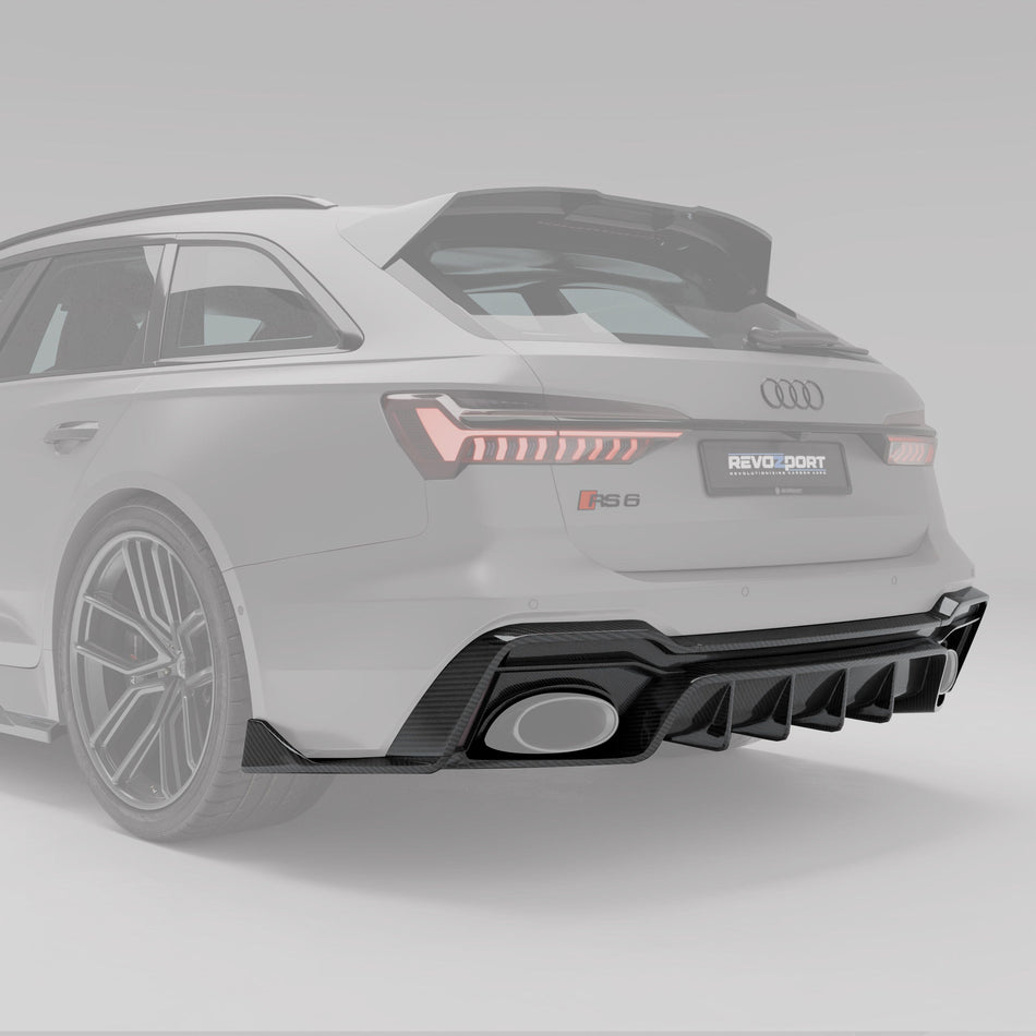 Revozport Diffuser Audi RS6 C8 Carbon Fiber Rear Diffuser