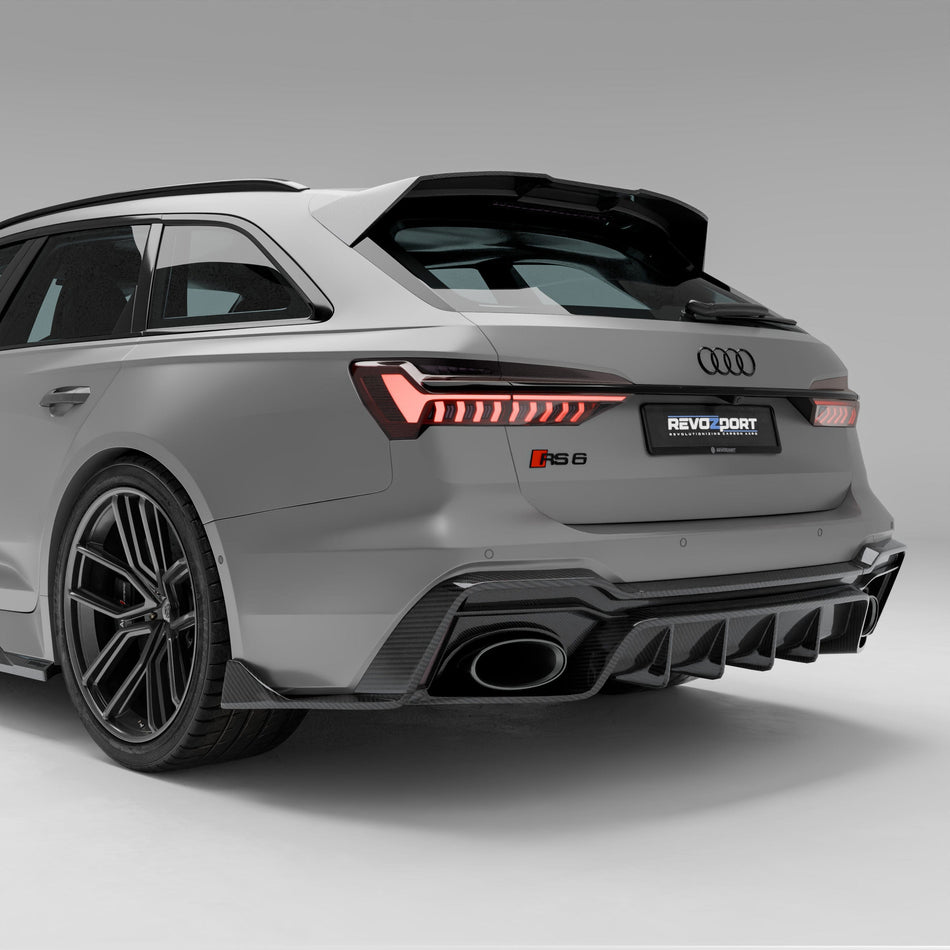 Revozport Diffuser Audi RS6 C8 Carbon Fiber Rear Diffuser