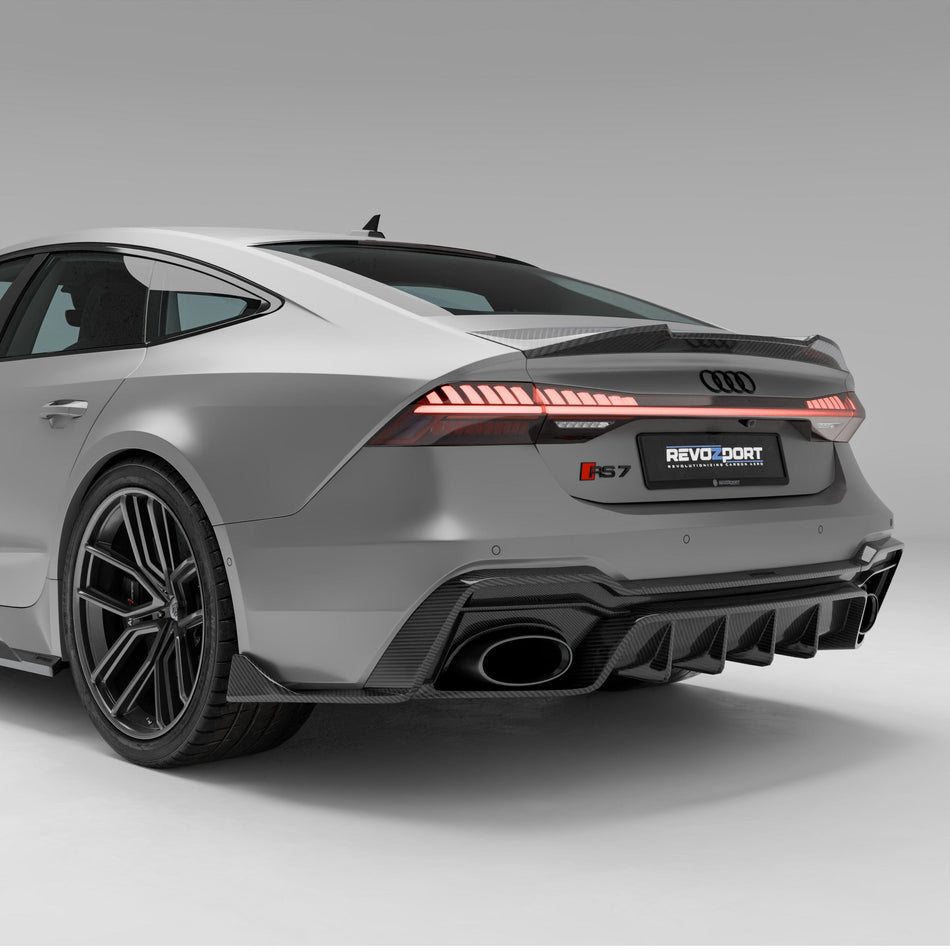 Revozport Diffuser Audi RS7 C8 Carbon Fiber Rear Diffuser