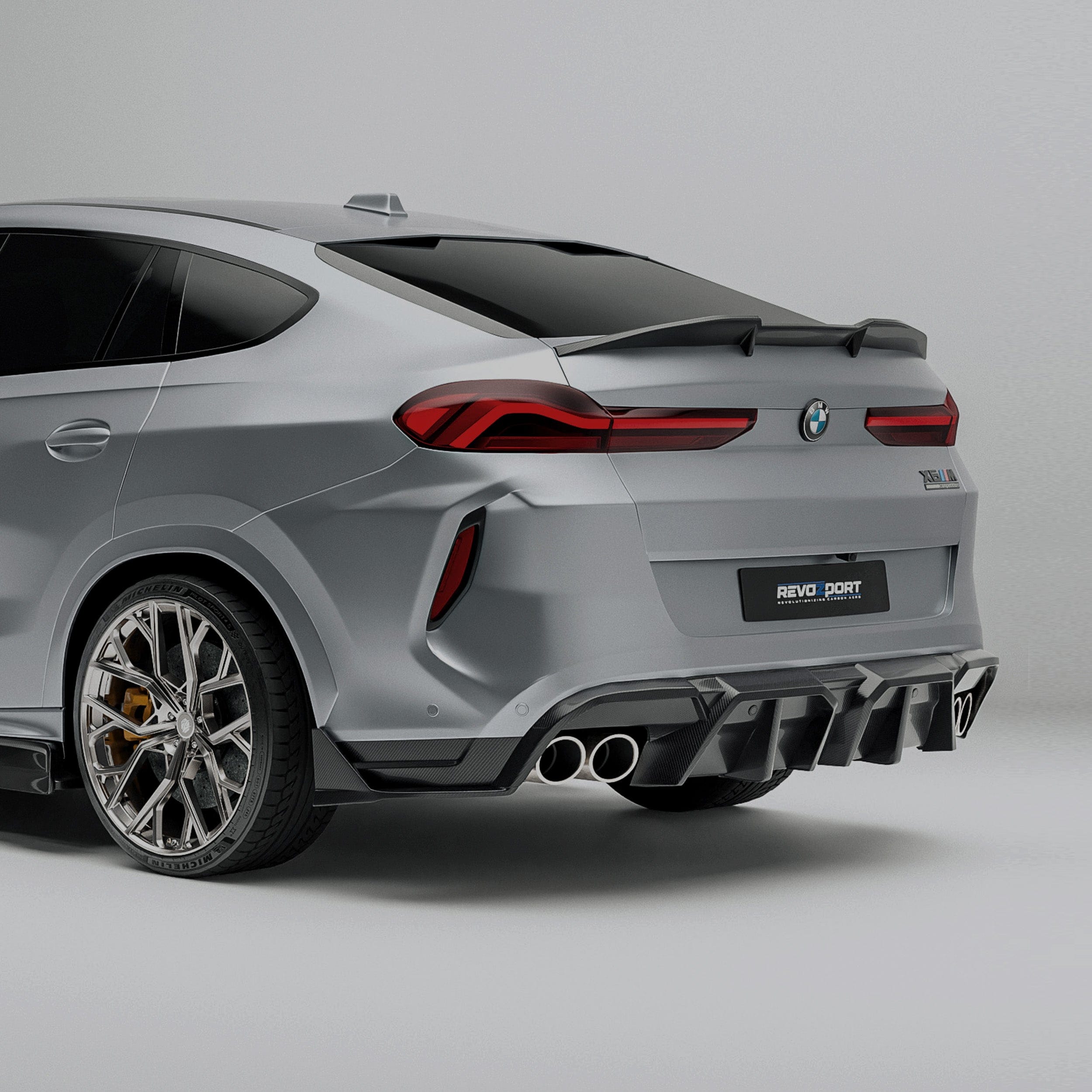 Revozport Diffuser BMW X6M F96 PRE LCI Carbon Fiber Rear Diffuser