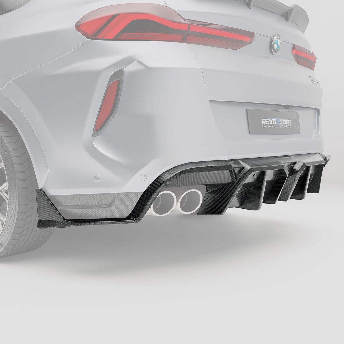 Revozport Diffuser BMW X6M F96 PRE LCI Carbon Fiber Rear Diffuser