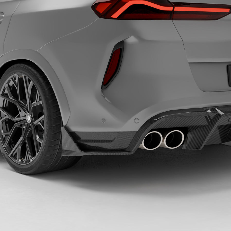Revozport Front Lip BMW X6M F96 LCI Carbon Fiber Rear Bumper Splitter