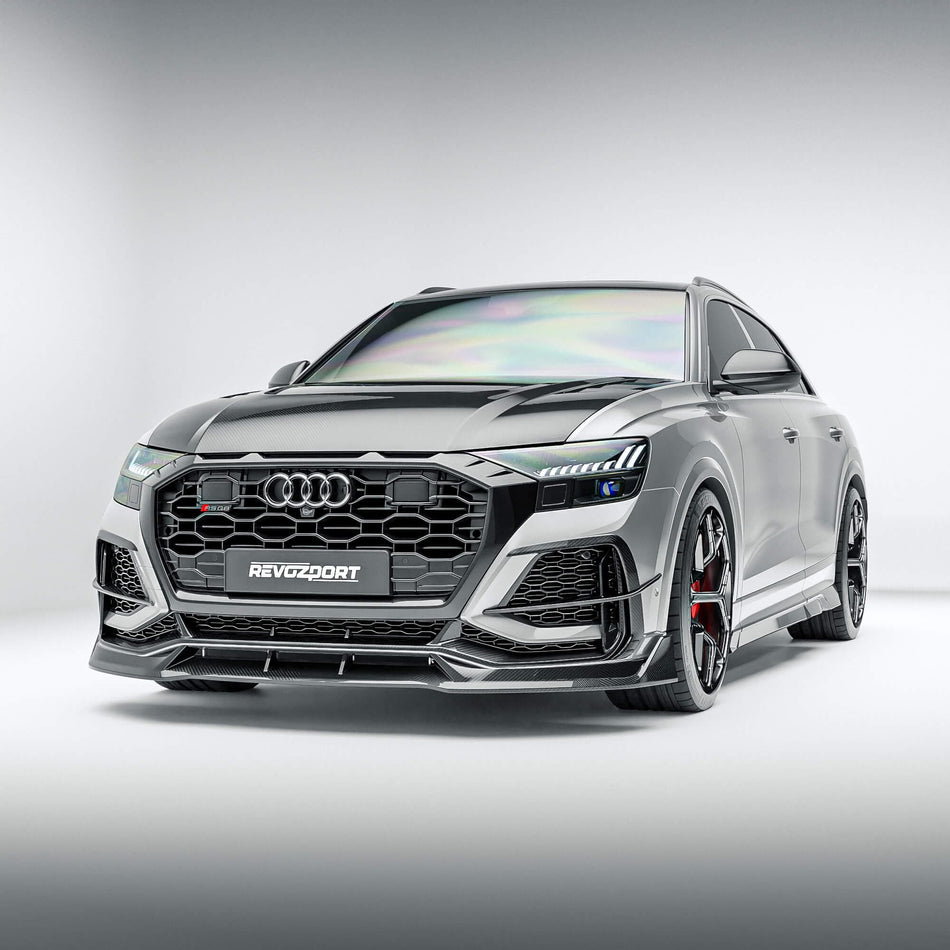 Revozport Front Lips / Splitters Audi RSQ8 Pre-LCI Carbon Fiber Front Lip