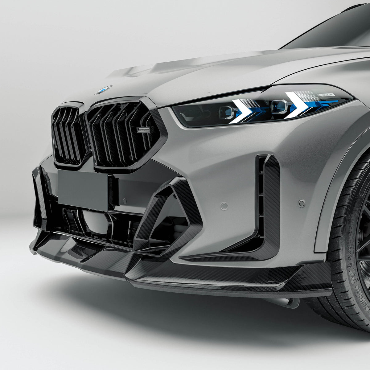 Revozport Front Lips / Splitters BMW X6 G06 LCI Carbon Fiber Front Lip