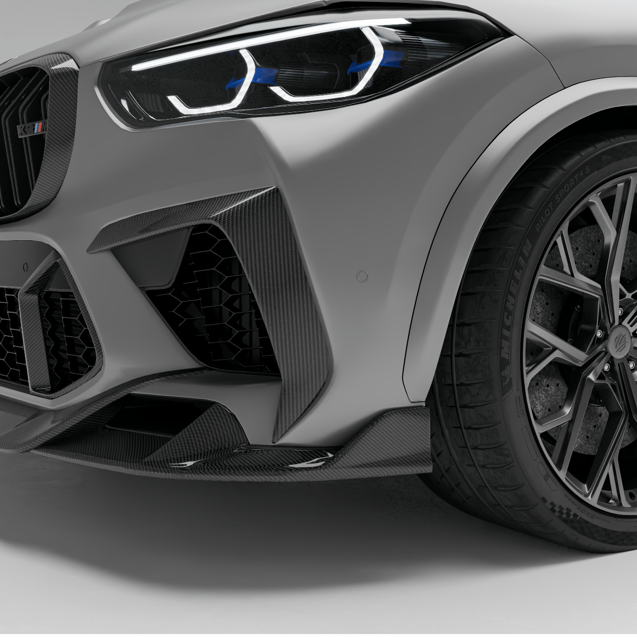 Revozport Misc. Exterior BMW X5M F95 PRE LCI Carbon Fiber Front Bumper Canards