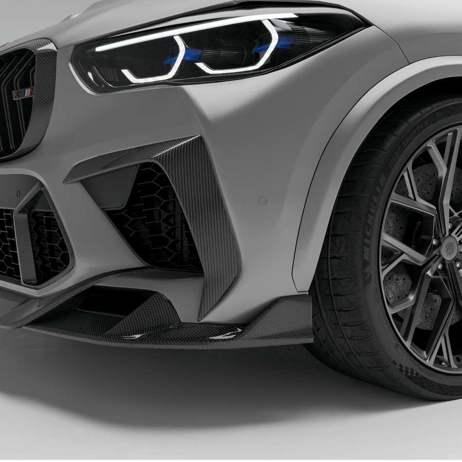 Revozport Misc. Exterior BMW X5M F95 PRE LCI Carbon Fiber Front Bumper Canards