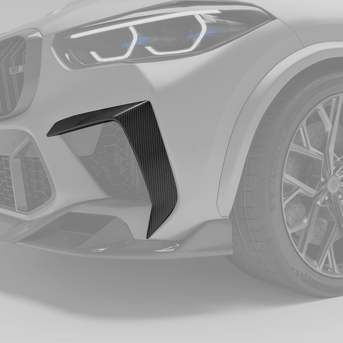 Revozport Misc. Exterior BMW X5M F95 PRE LCI Carbon Fiber Front Bumper Canards