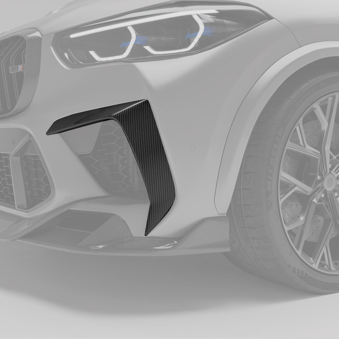Revozport Misc. Exterior BMW X5M F95 PRE LCI Carbon Fiber Front Bumper Canards