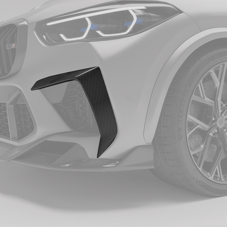 Revozport Misc. Exterior BMW X5M F95 PRE LCI Carbon Fiber Front Bumper Canards