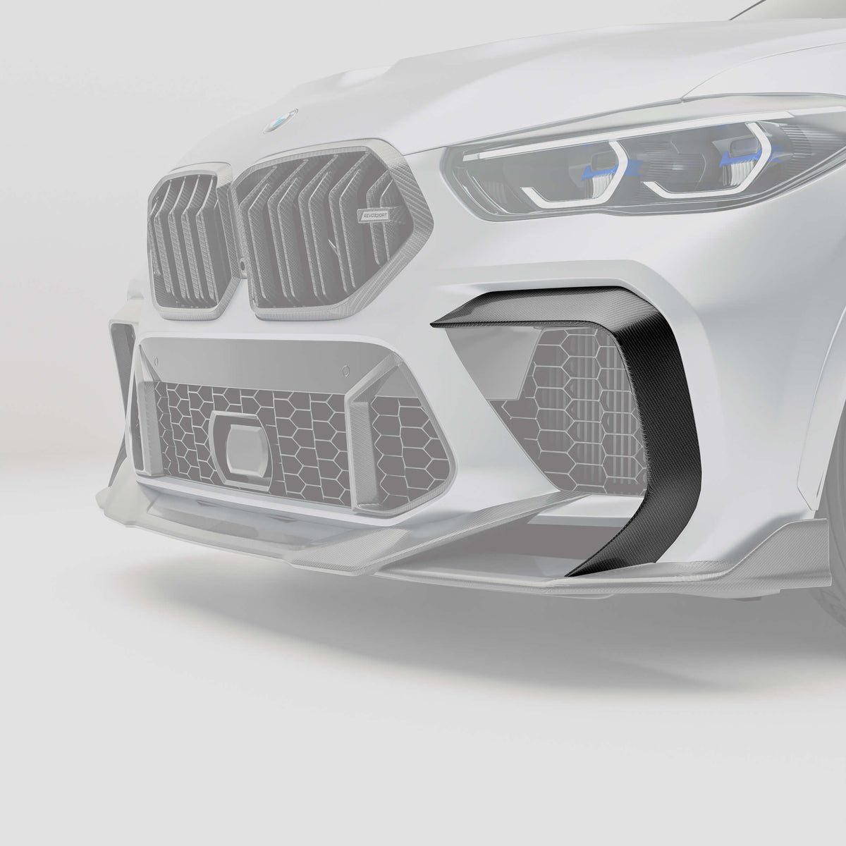 Revozport Misc. Exterior BMW X6M F96 PRE LCI Carbon Fiber Front Bumper Canards