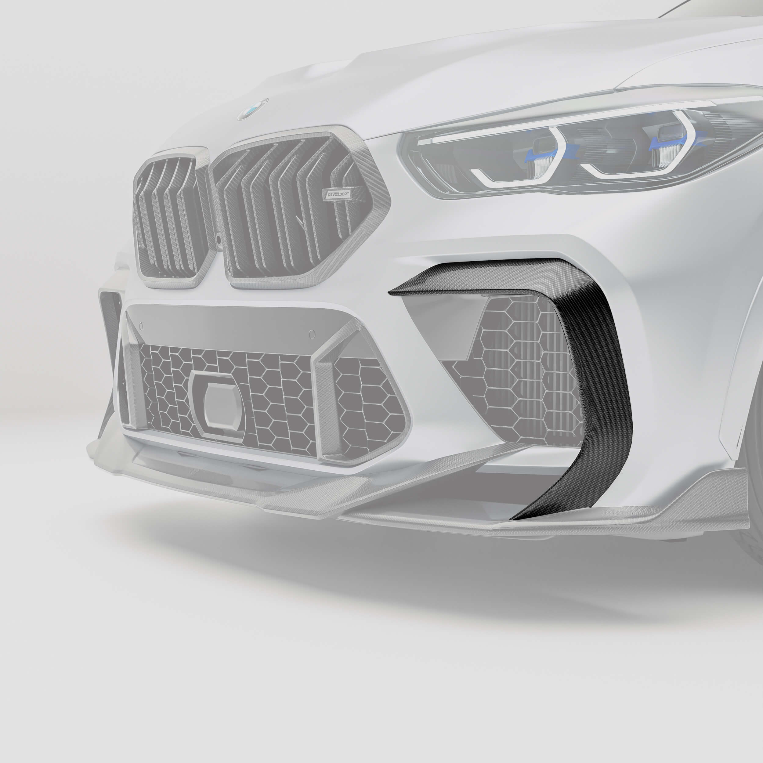 Revozport Misc. Exterior BMW X6M F96 PRE LCI Carbon Fiber Front Bumper Canards