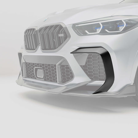 Revozport Misc. Exterior BMW X6M F96 PRE LCI Carbon Fiber Front Bumper Canards