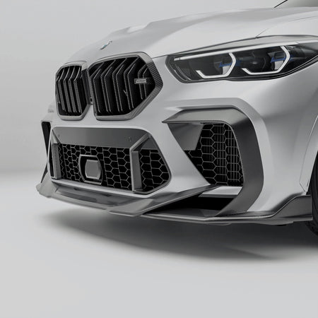 Revozport Misc. Exterior BMW X6M F96 PRE LCI Carbon Fiber Front Bumper Canards