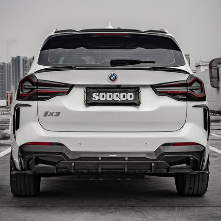 SOOQOO Canards SOOQOO BMW IX3 G08 Rear Bumper Inserts In Prepreg Carbon Fiber