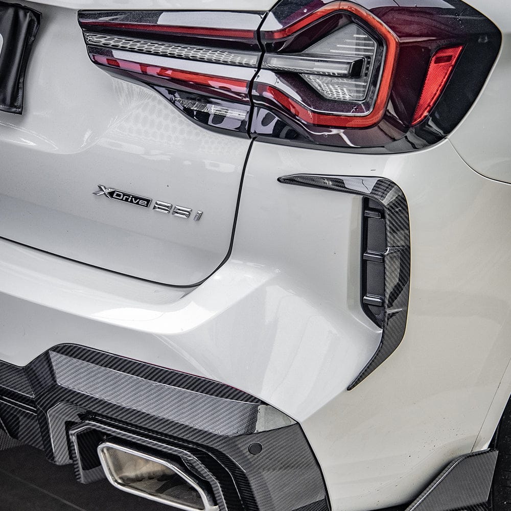 SOOQOO Canards SOOQOO BMW X3 G01 LCI Rear Bumper Insert In Prepreg Carbon Fiber
