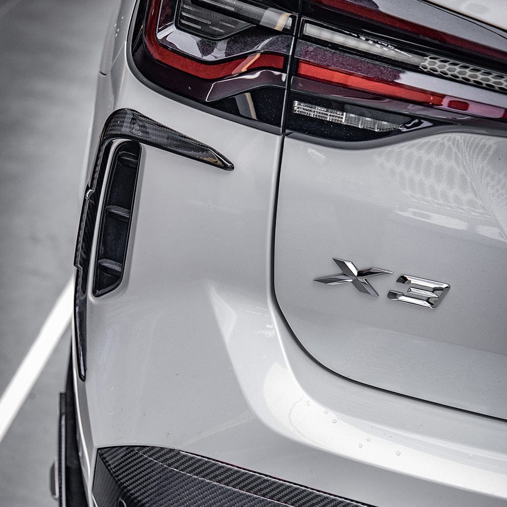 SOOQOO Canards SOOQOO BMW X3 G01 LCI Rear Bumper Insert In Prepreg Carbon Fiber