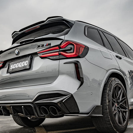 SOOQOO Canards SOOQOO BMW X3M F97 LCI Rear Bumper Insert In Prepreg Carbon Fiber