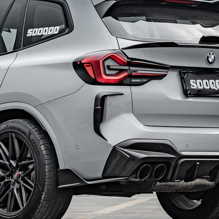 SOOQOO Canards SOOQOO BMW X3M F97 LCI Rear Bumper Insert In Prepreg Carbon Fiber