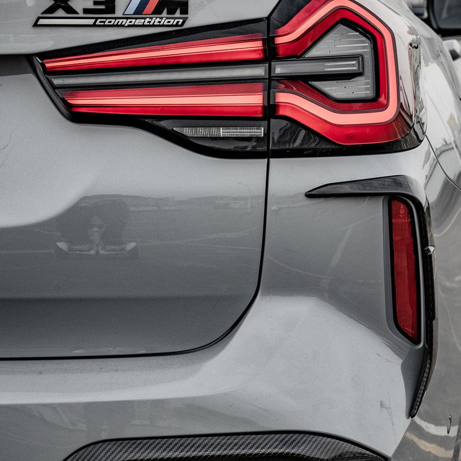 SOOQOO Canards SOOQOO BMW X3M F97 LCI Rear Bumper Insert In Prepreg Carbon Fiber