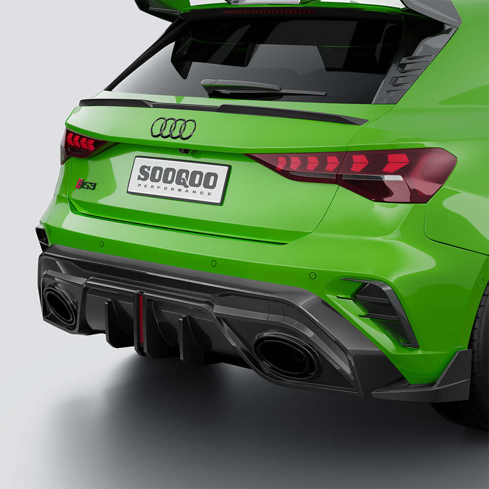 SOOQOO Diffuser SOOQOO AUDI RS3 Sportback 8Y Facelift Rear Diffuser In Prepreg Carbon Fiber