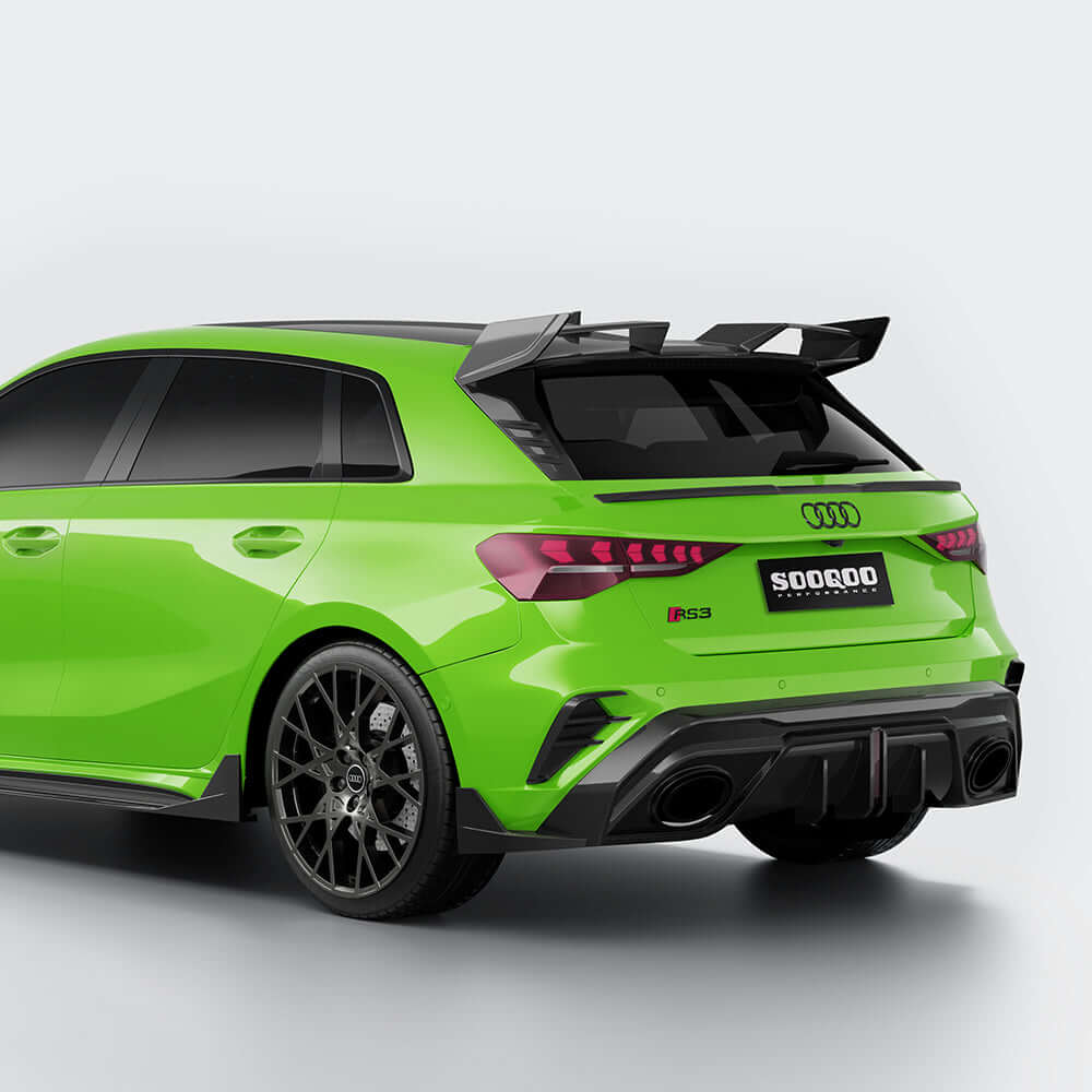 SOOQOO Diffuser SOOQOO AUDI RS3 Sportback 8Y Facelift Rear Diffuser In Prepreg Carbon Fiber