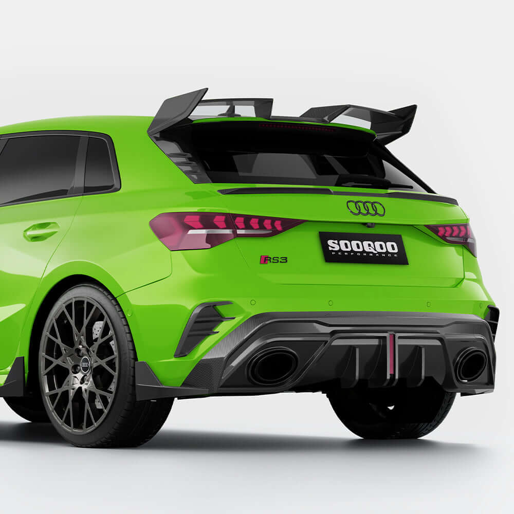 SOOQOO Diffuser SOOQOO AUDI RS3 Sportback 8Y Facelift Rear Diffuser In Prepreg Carbon Fiber