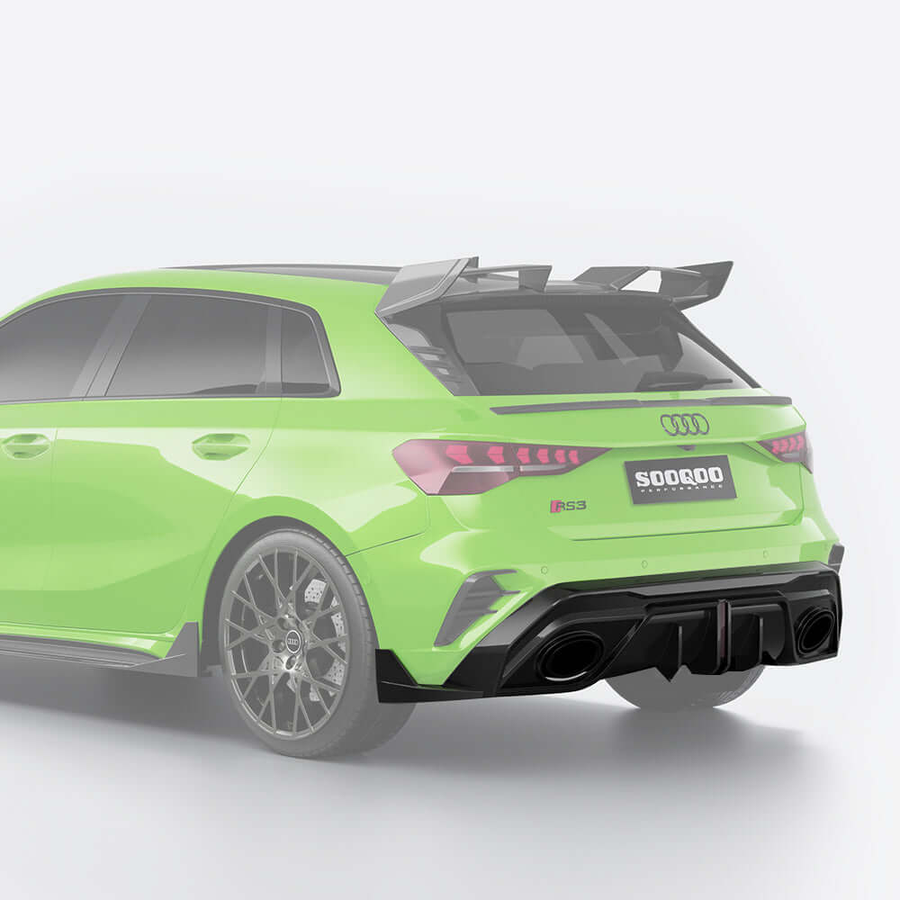 SOOQOO Diffuser SOOQOO AUDI RS3 Sportback 8Y Facelift Rear Diffuser In Prepreg Carbon Fiber