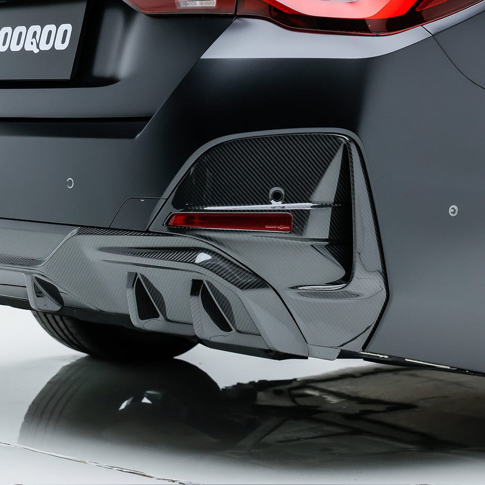 SOOQOO Diffuser SOOQOO BMW 4 Series G26 Rear Bumper Inserts In Prepreg Carbon Fiber