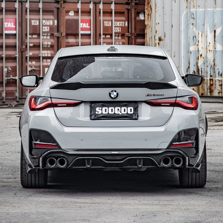 SOOQOO Diffuser SOOQOO BMW 4 Series G26 Rear Diffuser Dual Tips In Prepreg Carbon Fiber