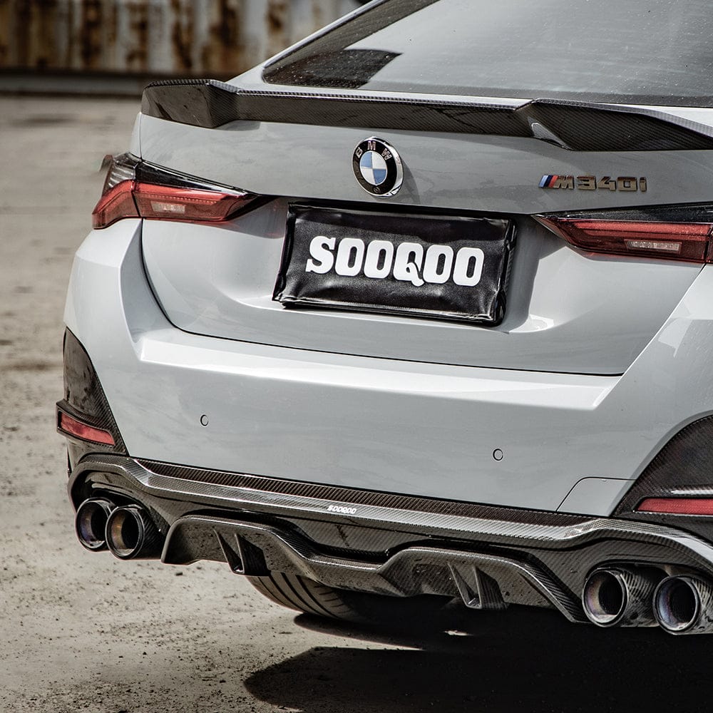 SOOQOO Diffuser SOOQOO BMW 4 Series G26 Rear Diffuser Dual Tips In Prepreg Carbon Fiber