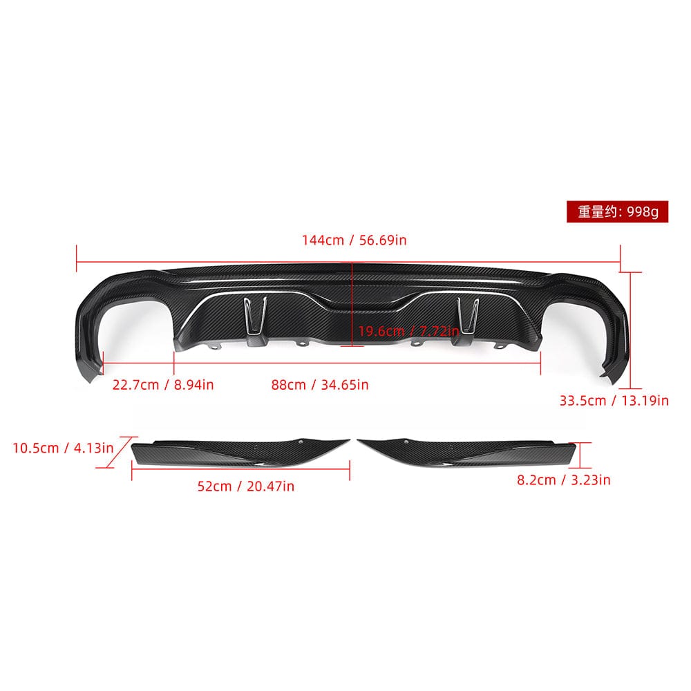SOOQOO Diffuser SOOQOO BMW 4 Series G26 Rear Diffuser Dual Tips In Prepreg Carbon Fiber