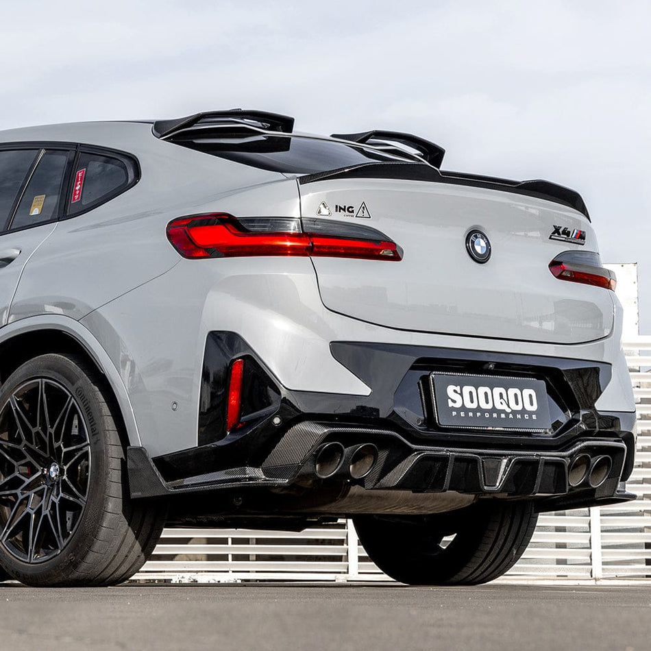 SOOQOO Diffuser SOOQOO BMW X4M F98 Facelift Rear Diffuser W/Brake Light In Prepreg Carbon Fiber