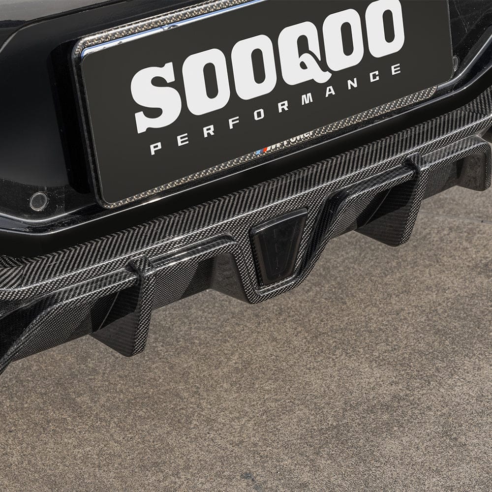 SOOQOO Diffuser SOOQOO BMW X4M F98 Facelift Rear Diffuser W/Brake Light In Prepreg Carbon Fiber