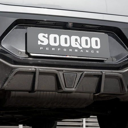SOOQOO Diffuser SOOQOO BMW X4M F98 Facelift Rear Diffuser W/Brake Light In Prepreg Carbon Fiber