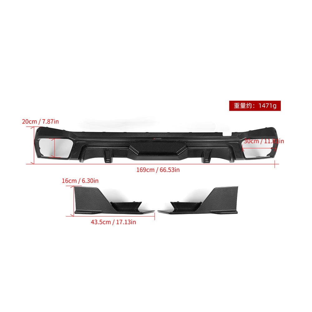 SOOQOO Diffuser SOOQOO BMW X5 G05 Rear Diffuser In Prepreg Carbon Fiber