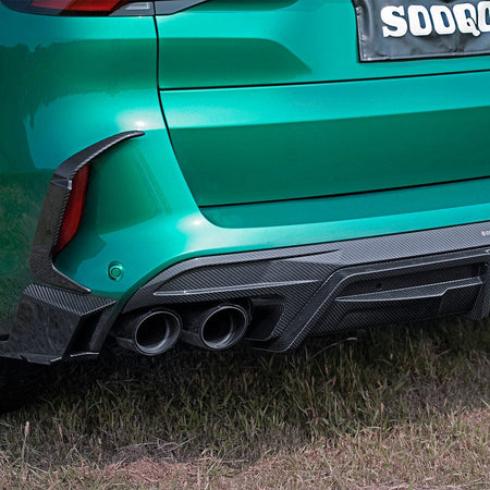 SOOQOO Diffuser SOOQOO BMW X5M F95 Rear Diffuser W/Brake Light In Prepreg Carbon Fiber