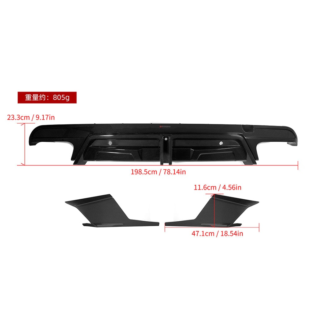 SOOQOO Diffuser SOOQOO BMW X5M F95 Rear Diffuser W/Brake Light In Prepreg Carbon Fiber
